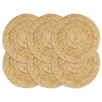vidaXL Tischsets 6 Stk. Natur 38 cm Rund Jute