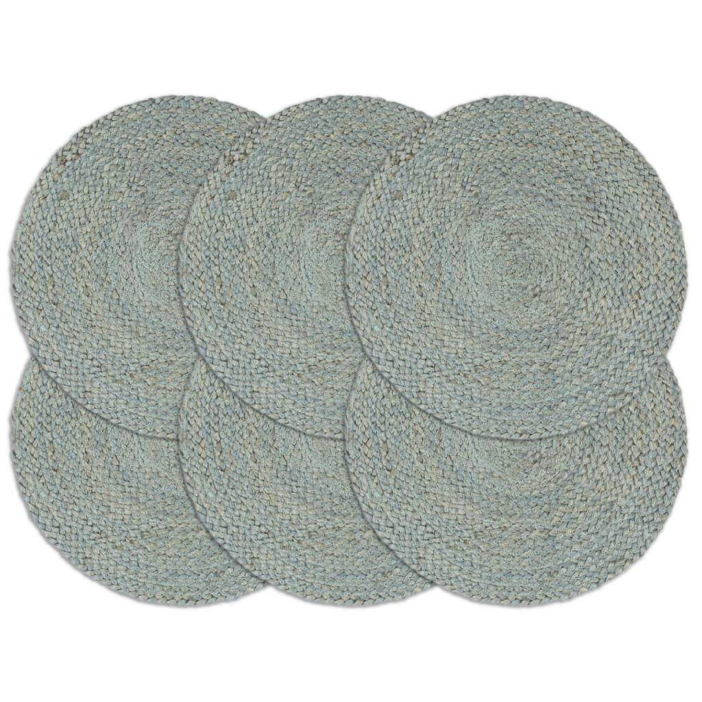 vidaXL Tischsets 6 Stk. Uni Olivgrün 38 cm Rund Jute
