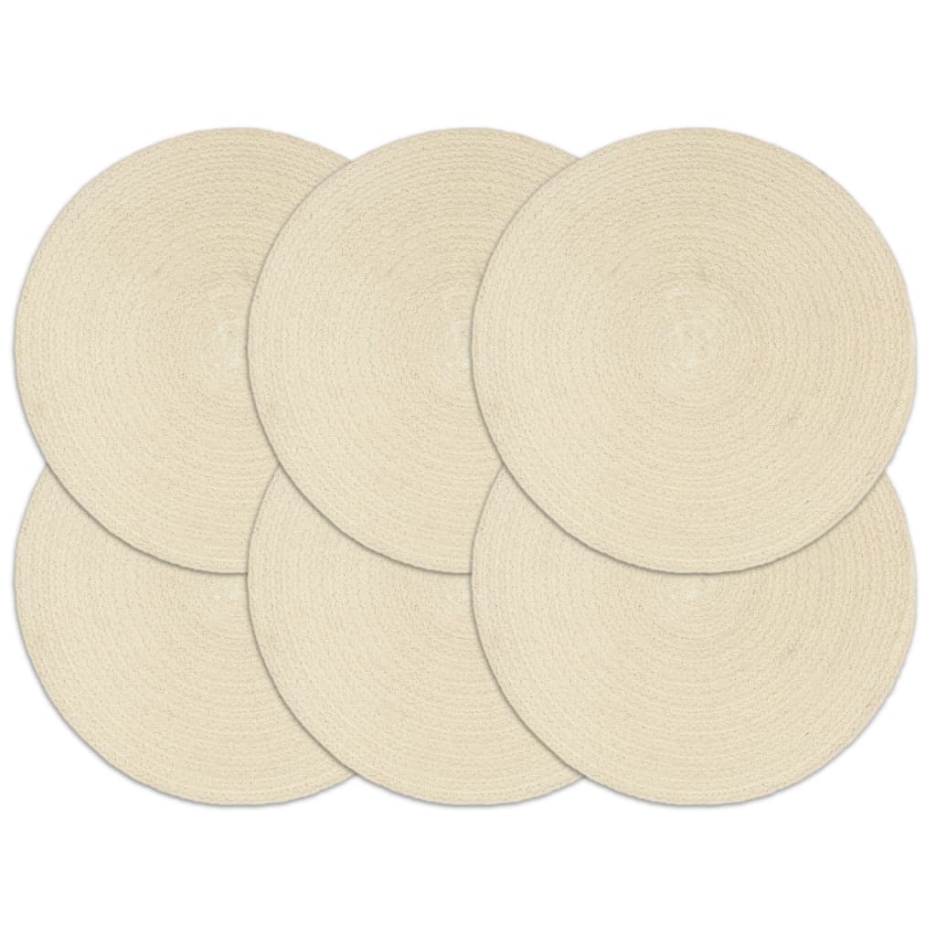 vidaXL Tischsets 6 Stk. Natur 38 cm Rund Baumwolle