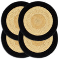 vidaXL Tischsets 4 Stk. Natur und Schwarz 38 cm Jute und Baumwolle