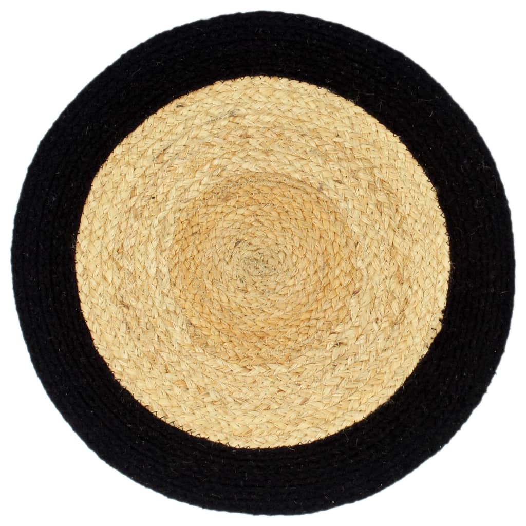 vidaXL Tischsets 4 Stk. Natur und Schwarz 38 cm Jute und Baumwolle