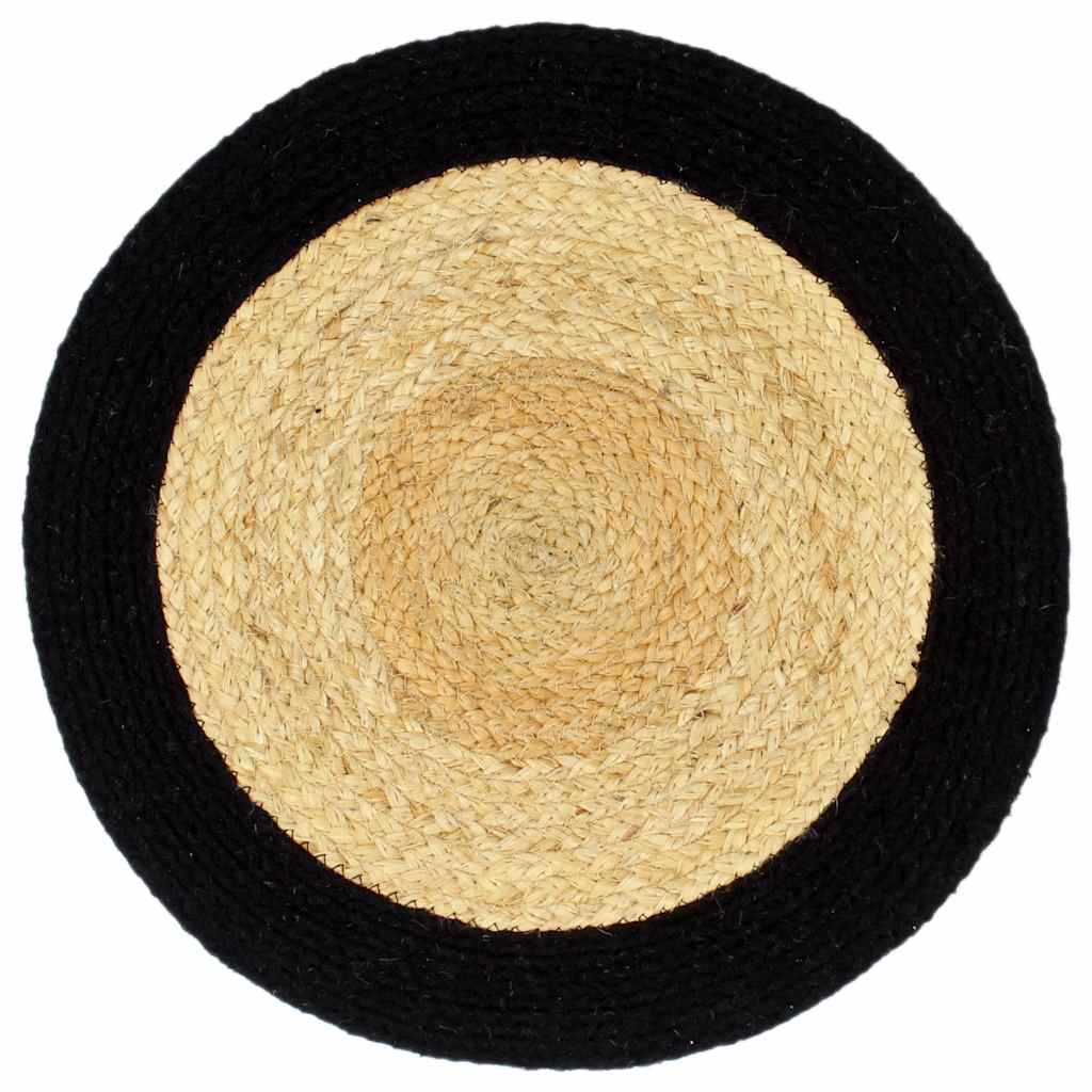 vidaXL Tischsets 6 Stk. Natur und Schwarz 38 cm Jute und Baumwolle
