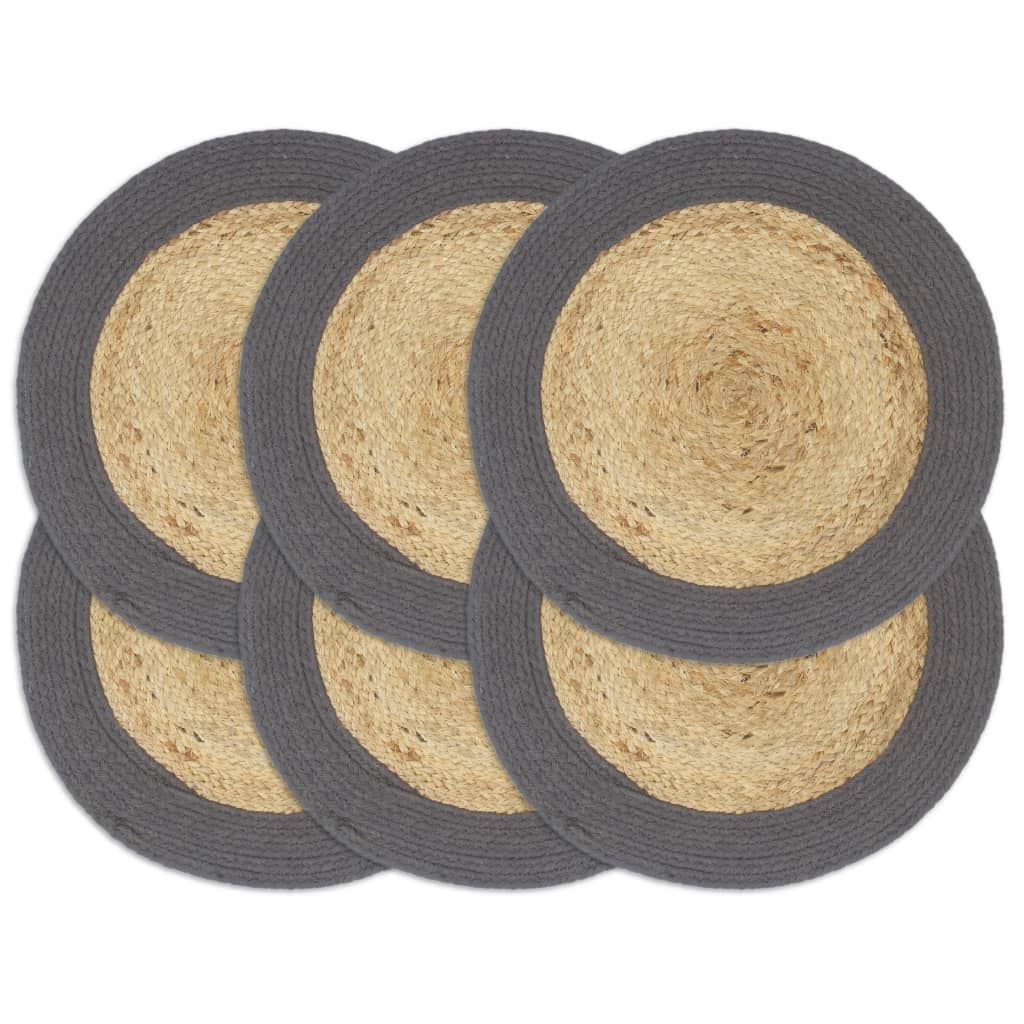 vidaXL Tischsets 6 Stk. Natur und Schwarz 38 cm Jute und Baumwolle