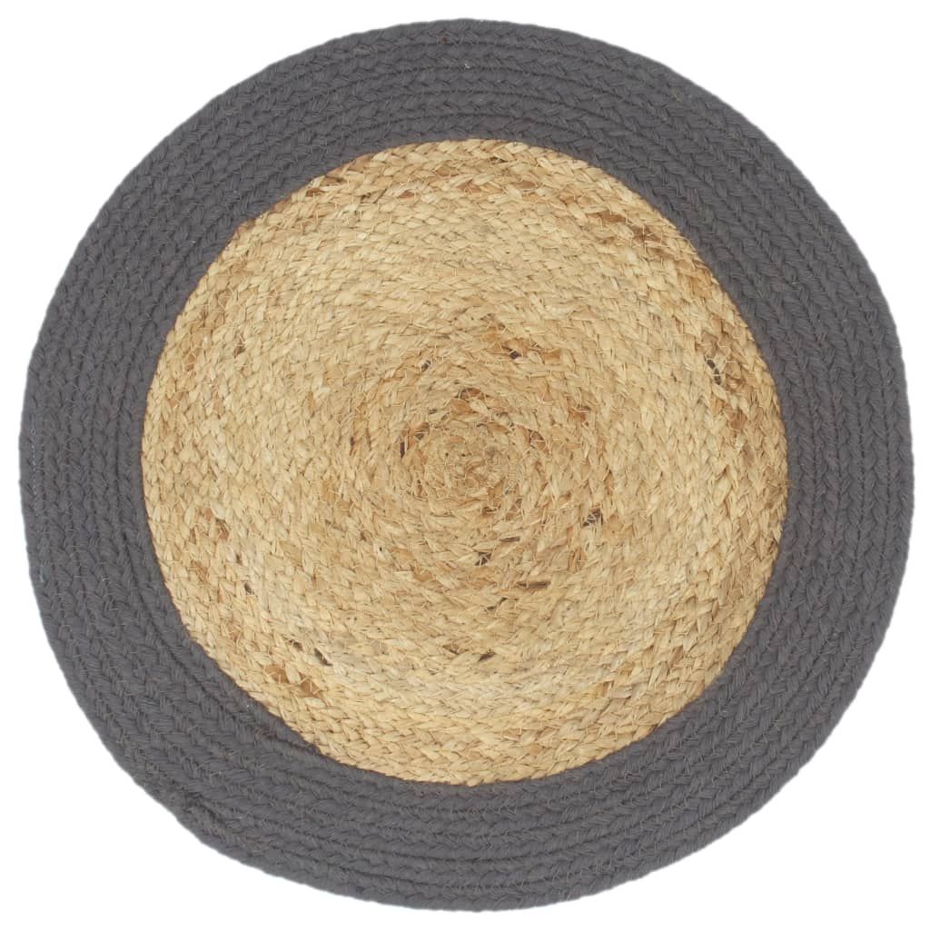 vidaXL Tischsets 6 Stk. Natur und Schwarz 38 cm Jute und Baumwolle