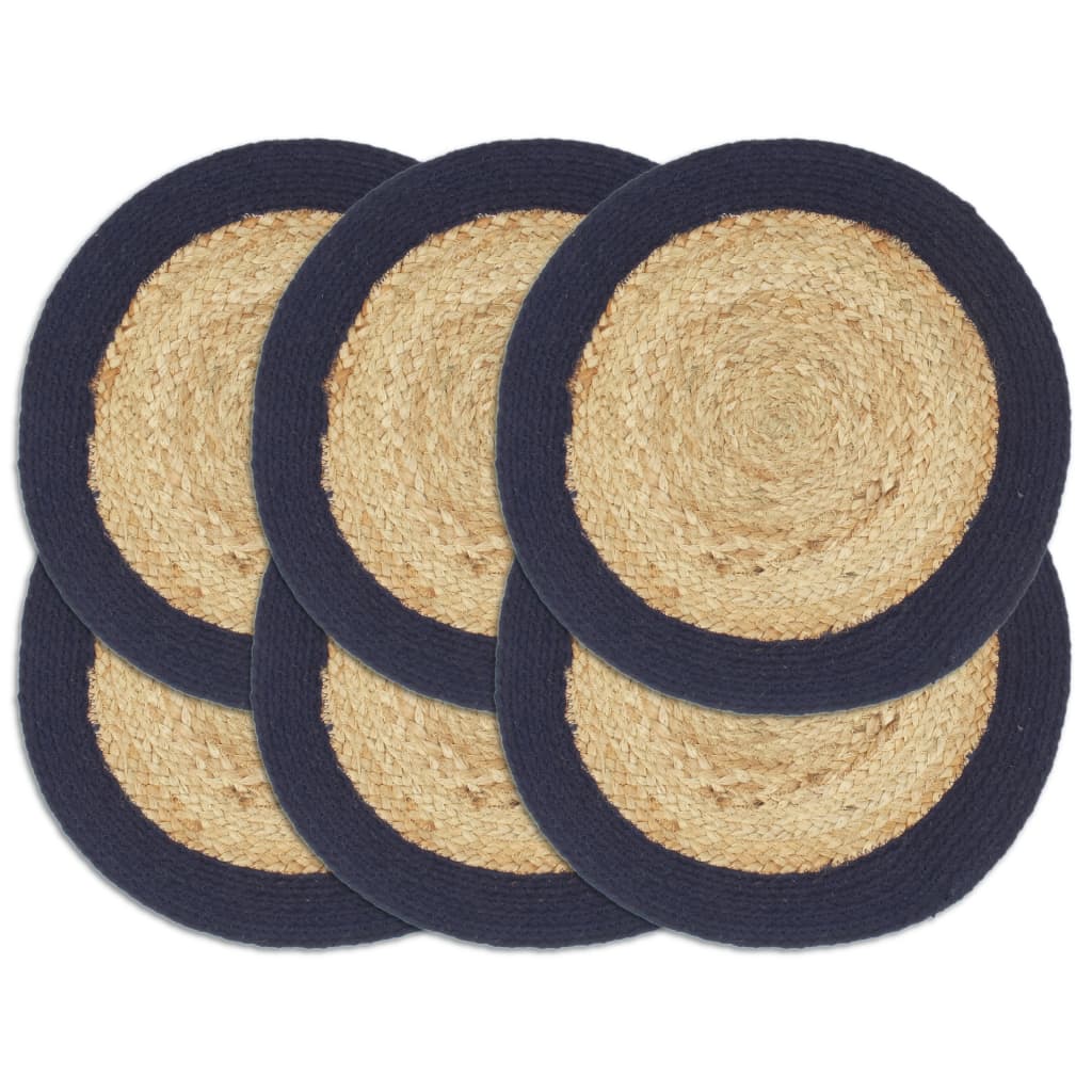 vidaXL Tischsets 6 Stk. Natur und Schwarz 38 cm Jute und Baumwolle