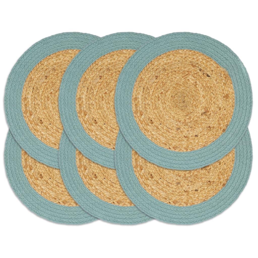 vidaXL Tischsets 6 Stk. Natur und Schwarz 38 cm Jute und Baumwolle