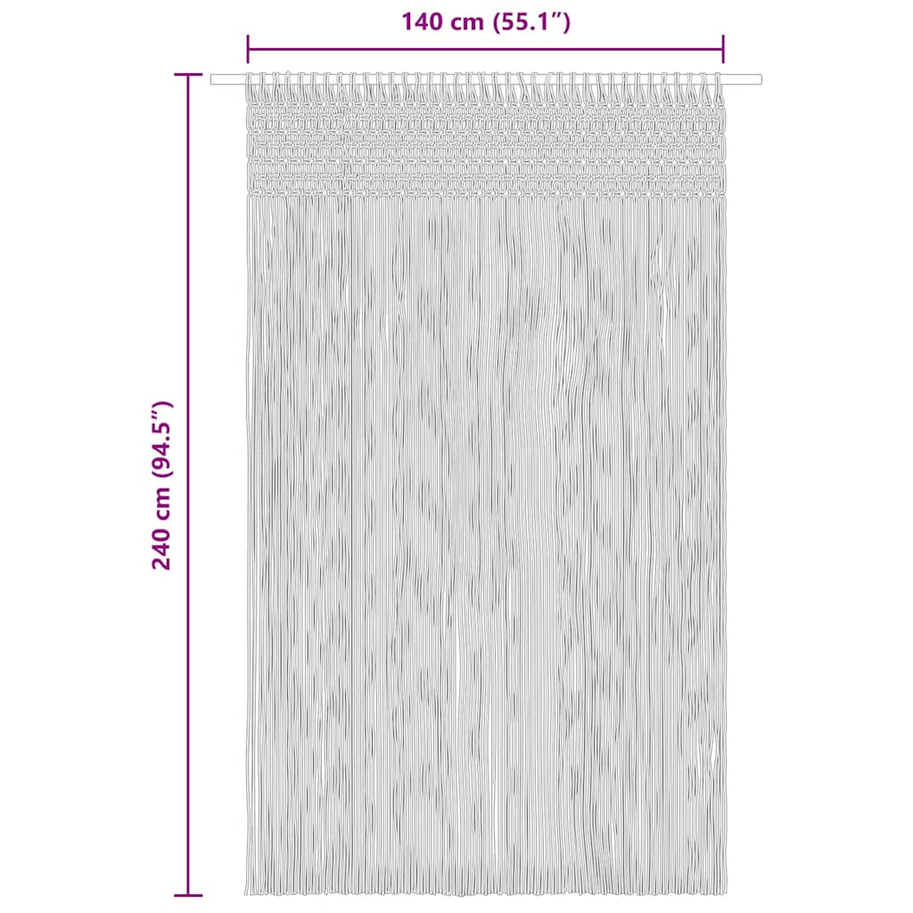 vidaXL Makramee Vorhang 140×240 cm Baumwolle