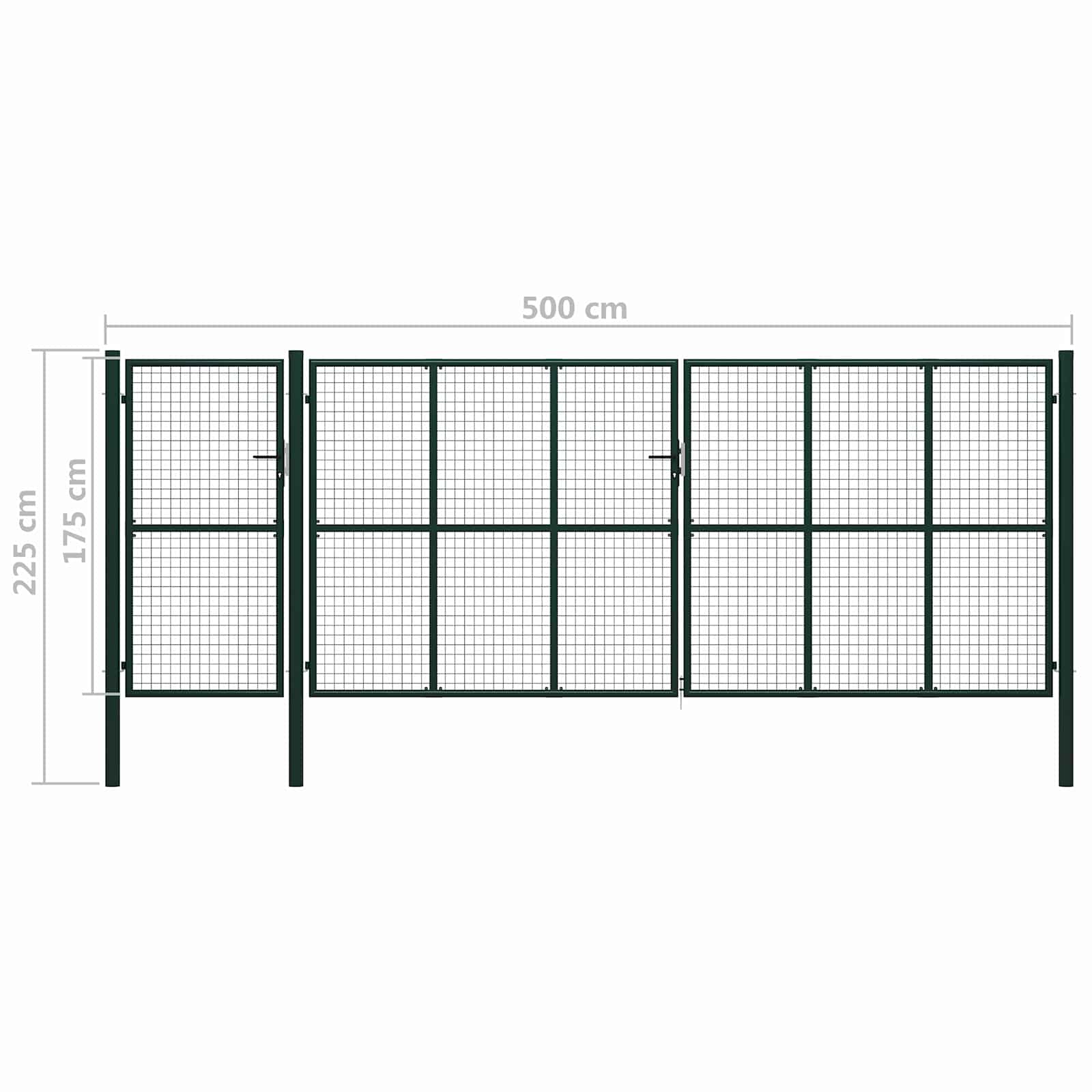 vidaXL Zauntor mit Schloss Grün 175 cm Stahl