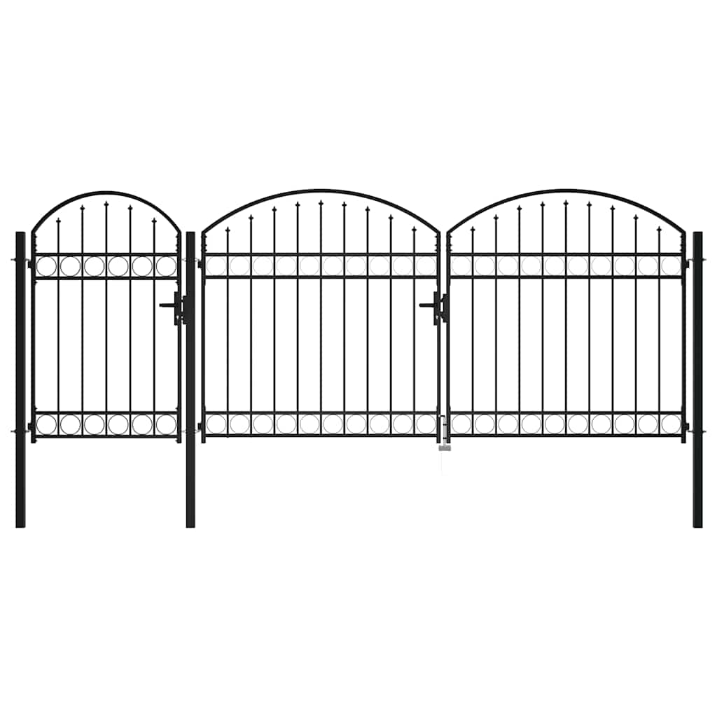 vidaXL Gartentor mit gewölbtem Oberteil ASSEN 400 x 175 cm Stahl