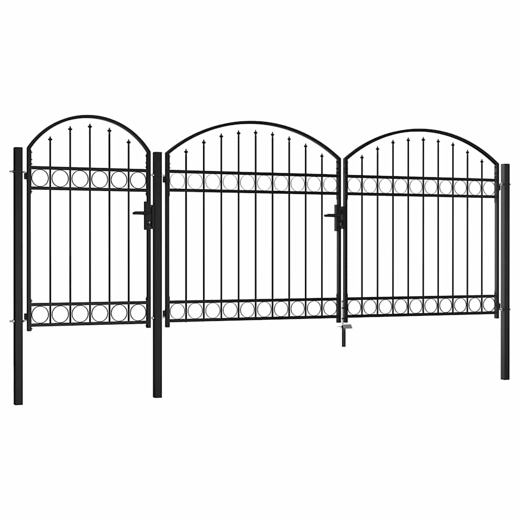 vidaXL Gartentor mit gewölbtem Oberteil ASSEN 400 x 175 cm Stahl