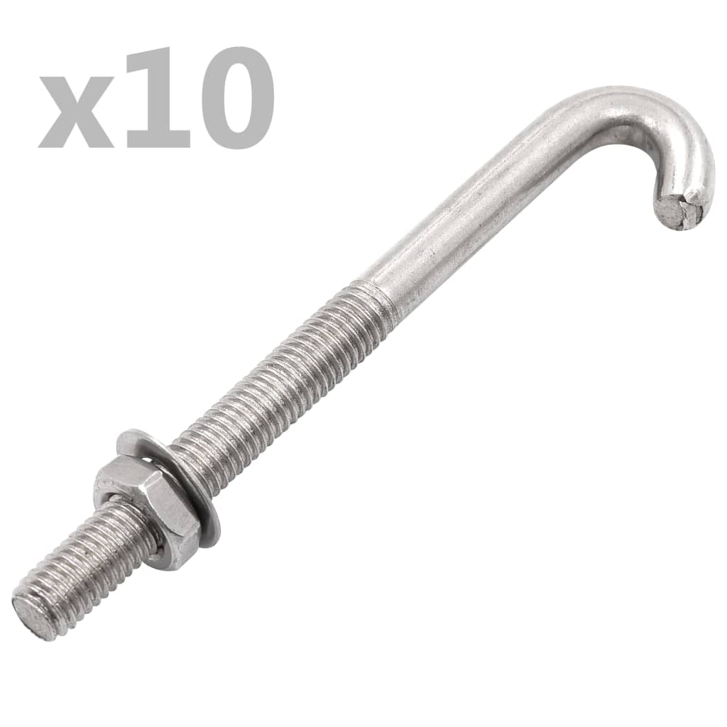 vidaXL J-Ankerschraube mit Mutter Unterlegscheibe 25 Sets M8 x 100 mm