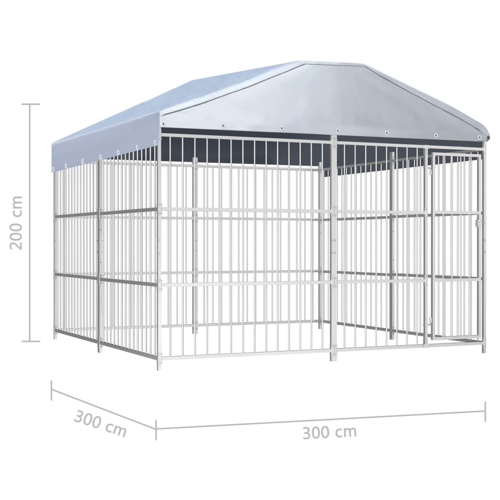 vidaXL Outdoor-Hundezwinger mit Überdachung 300×300×200 cm