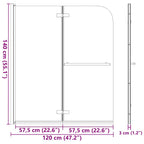 vidaXL Faltbare Duschkabine 2 Paneele ESG 120 x 140 cm