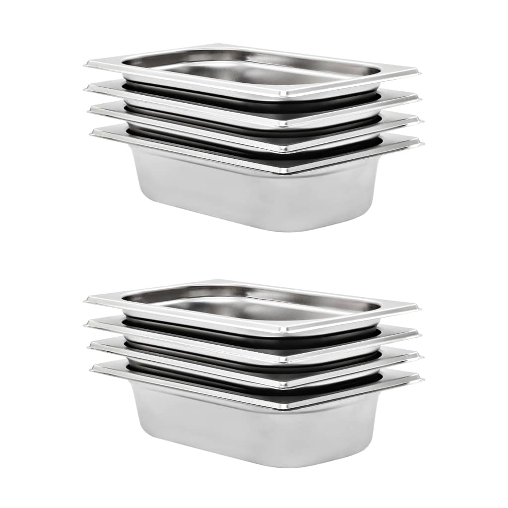 vidaXL Gastronormbehälter 8 Stk. GN 1/4 65 mm Edelstahl