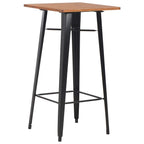 vidaXL Bartisch Schwarz 60×60×108 cm Kiefer Massivholz und Stahl