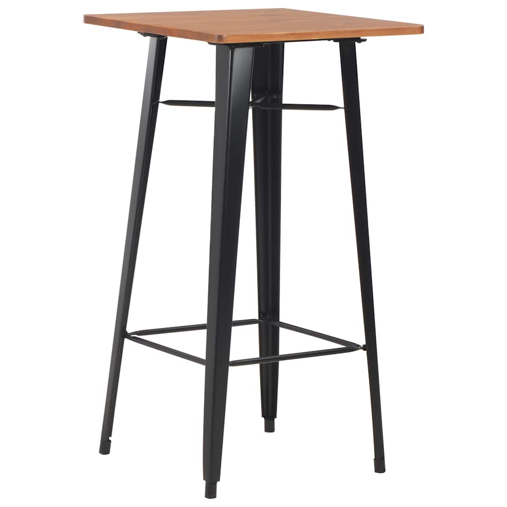 vidaXL Bartisch Schwarz 60×60×108 cm Kiefer Massivholz und Stahl