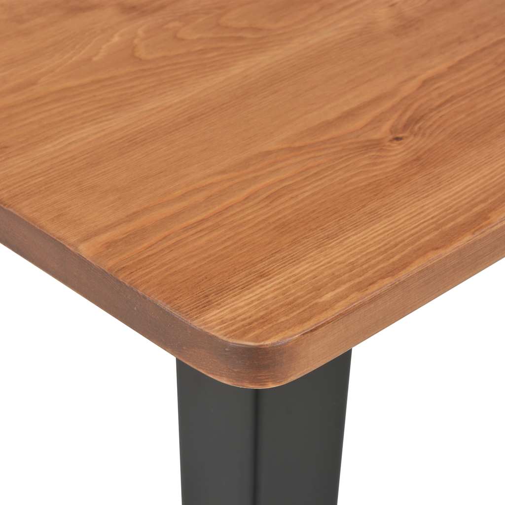 vidaXL Bartisch Schwarz 60×60×108 cm Kiefer Massivholz und Stahl