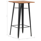 vidaXL Bartisch Schwarz 60×60×108 cm Kiefer Massivholz und Stahl
