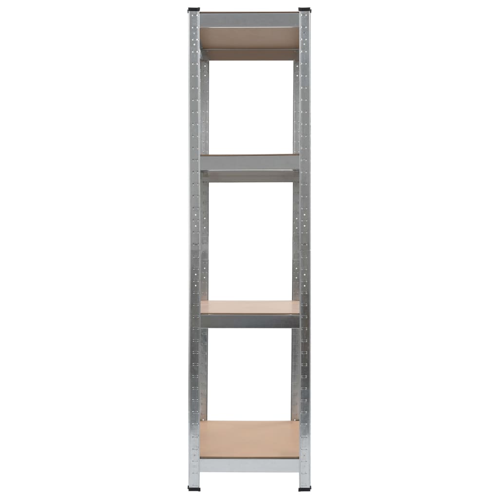 vidaXL Regale mit 4 Böden 2 Stk. Silbern Stahl & Holzwerkstoff