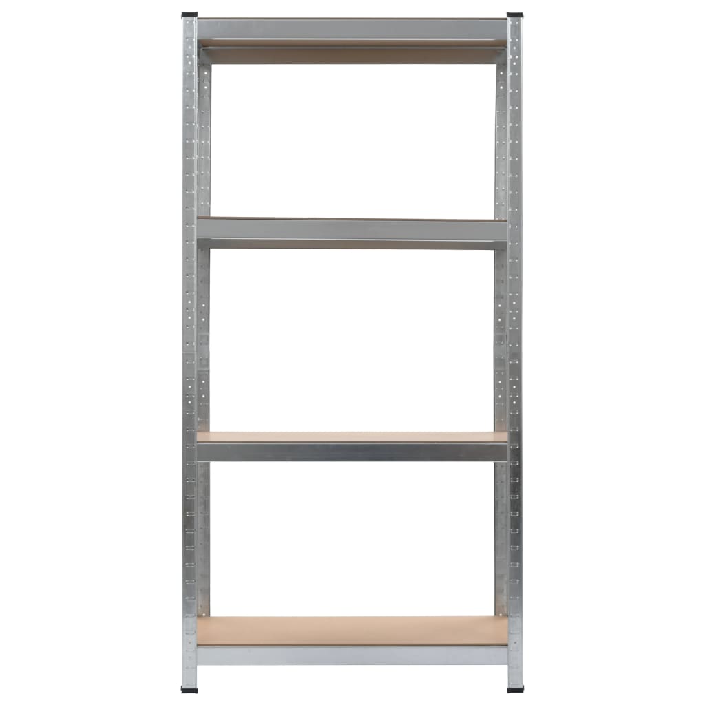 vidaXL Regale mit 4 Böden 2 Stk. Silbern Stahl & Holzwerkstoff
