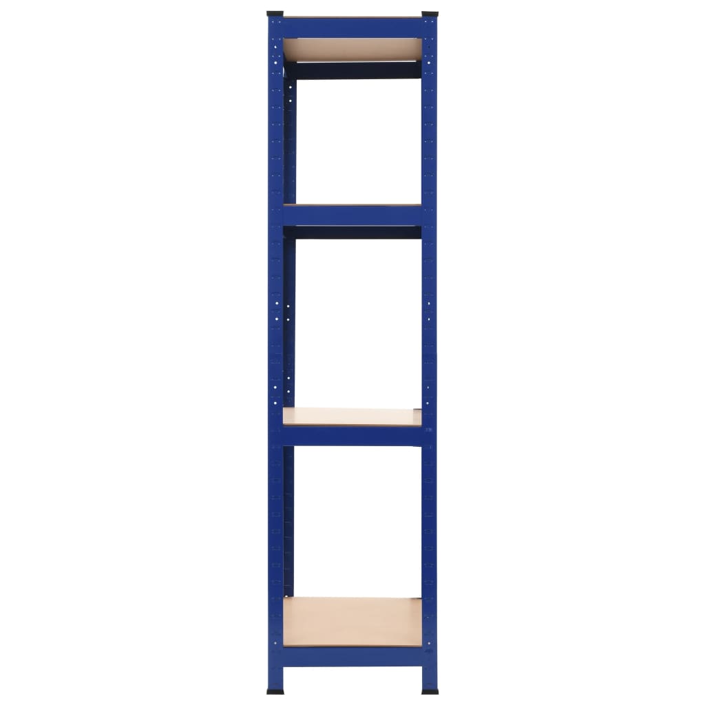 vidaXL Lagerregal mit 4 Böden Blau Stahl & Holzwerkstoff