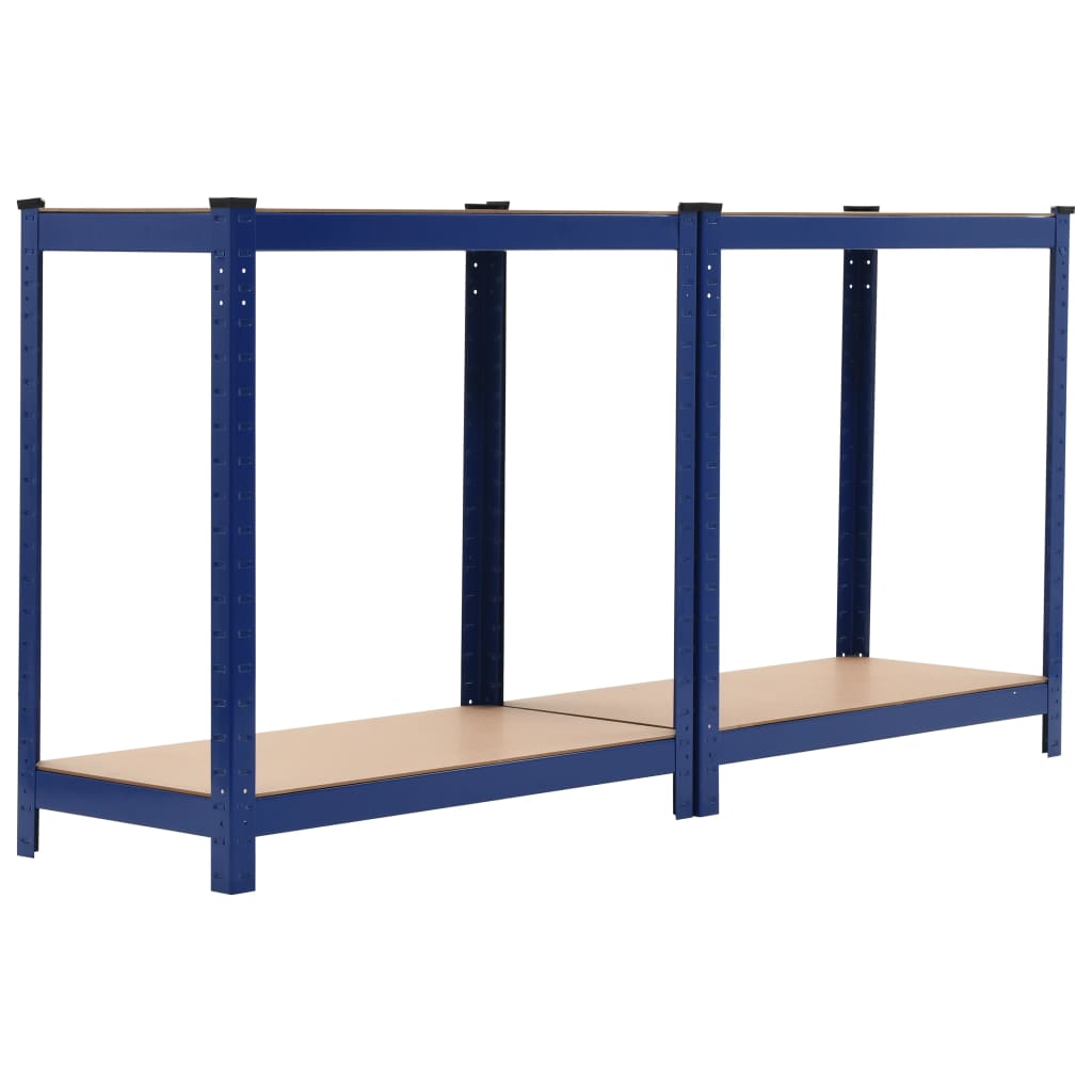 vidaXL Lagerregal mit 4 Böden Blau Stahl & Holzwerkstoff