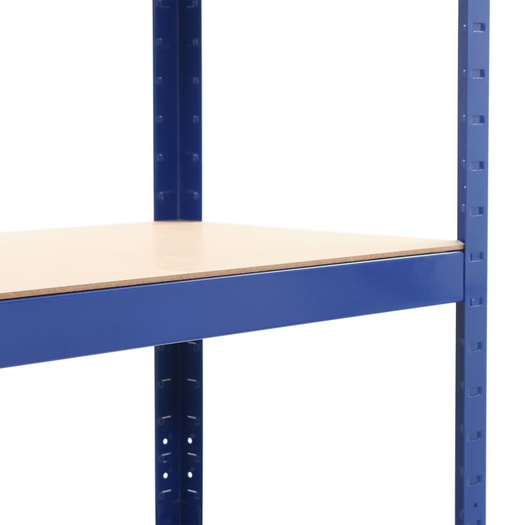vidaXL Lagerregal mit 4 Böden Blau Stahl & Holzwerkstoff