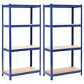 vidaXL Lagerregale mit 4 Böden 2 Stk. Blau Stahl & Holzwerkstoff