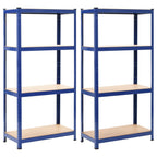 vidaXL Lagerregale mit 4 Böden 2 Stk. Blau Stahl & Holzwerkstoff