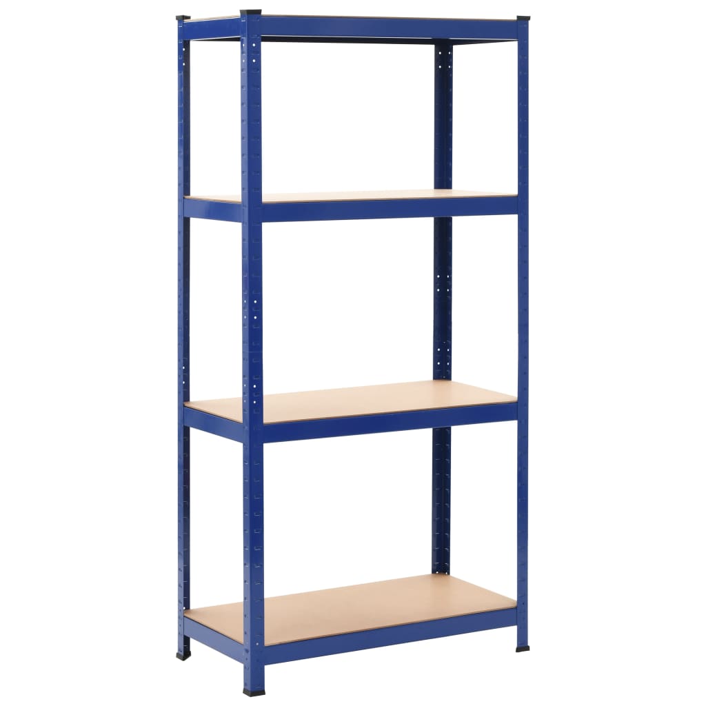 vidaXL Lagerregale mit 4 Böden 2 Stk. Blau Stahl & Holzwerkstoff