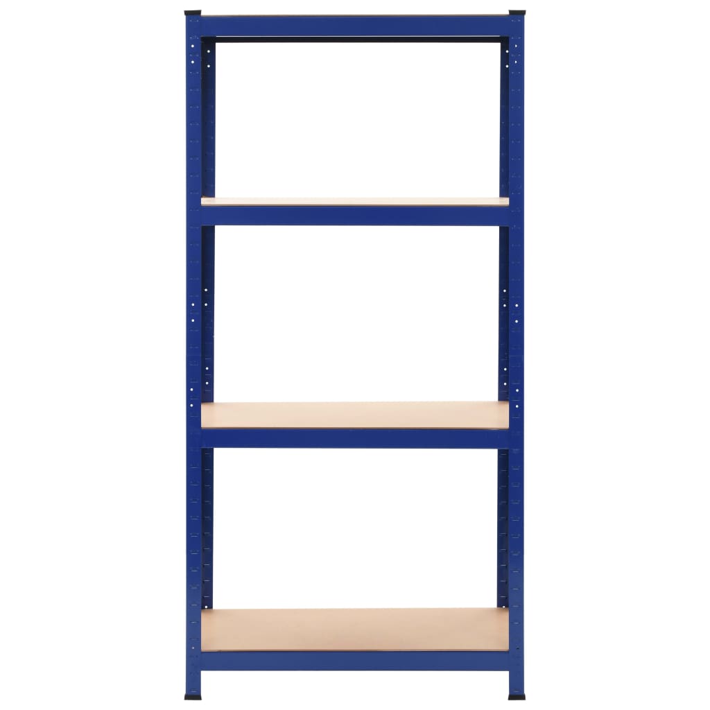vidaXL Lagerregale mit 4 Böden 2 Stk. Blau Stahl & Holzwerkstoff