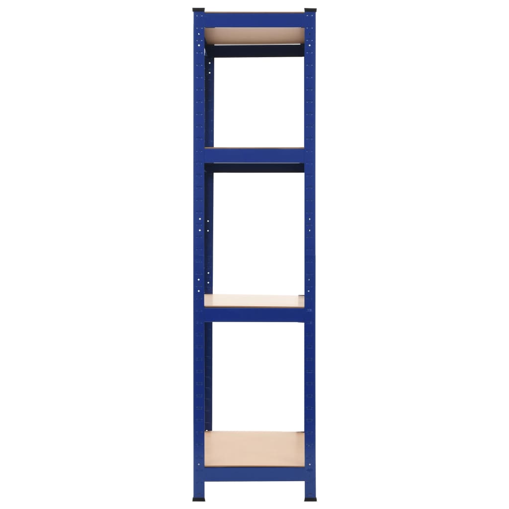 vidaXL Lagerregale mit 4 Böden 2 Stk. Blau Stahl & Holzwerkstoff
