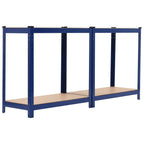vidaXL Lagerregale mit 4 Böden 2 Stk. Blau Stahl & Holzwerkstoff