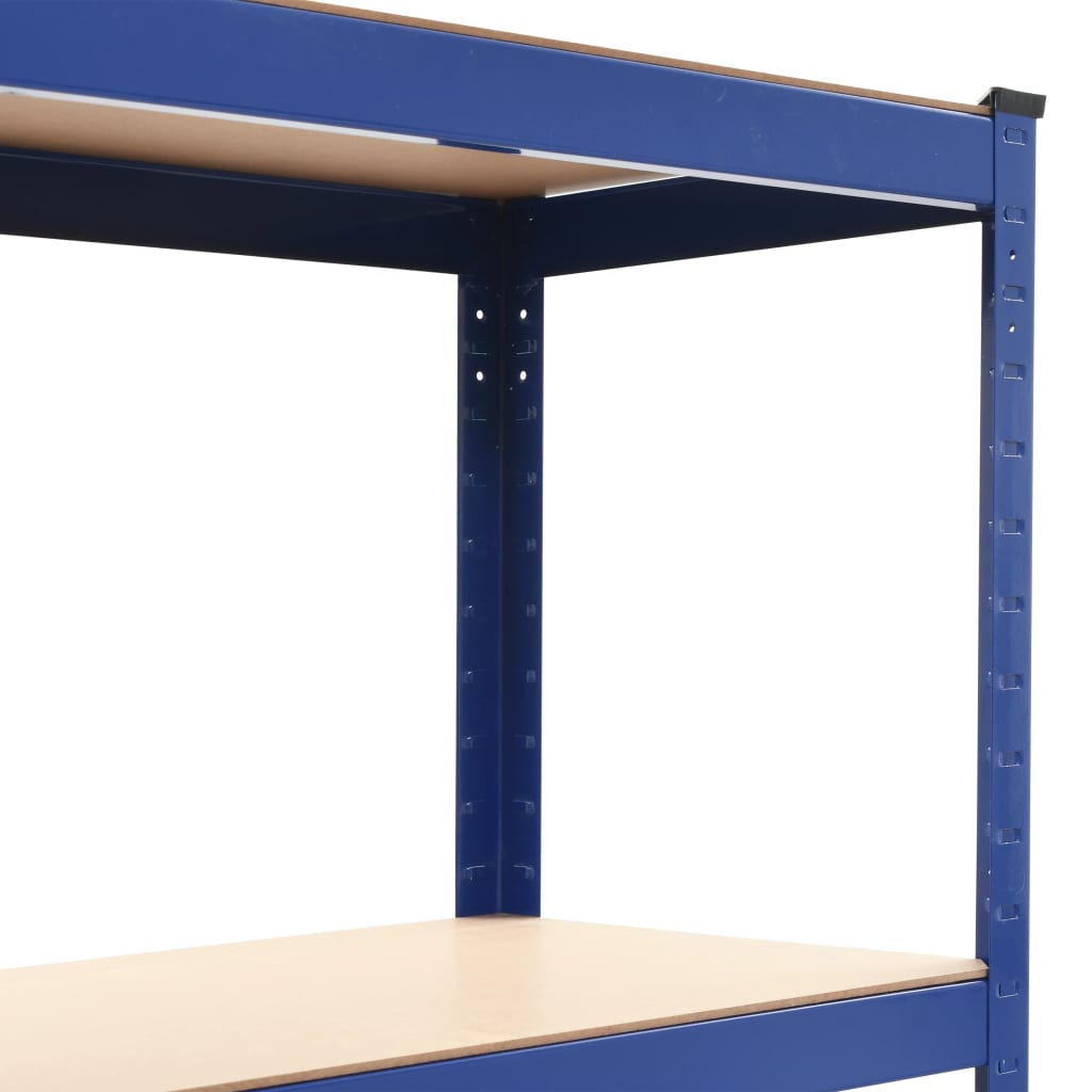 vidaXL Lagerregale mit 4 Böden 2 Stk. Blau Stahl & Holzwerkstoff