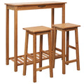 vidaXL 3-tlg. Bar-Set Massivholz Eiche