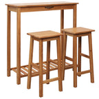 vidaXL 3-tlg. Bar-Set Massivholz Eiche