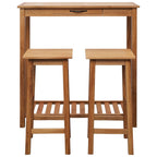 vidaXL 3-tlg. Bar-Set Massivholz Eiche