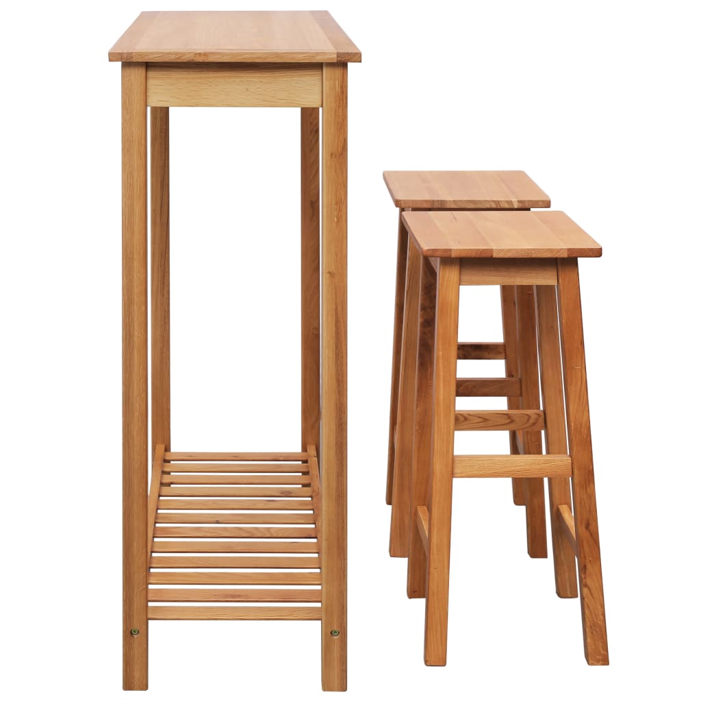 vidaXL 3-tlg. Bar-Set Massivholz Eiche