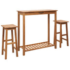 vidaXL 3-tlg. Bar-Set Massivholz Eiche
