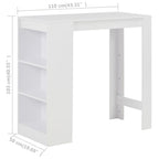vidaXL Bartisch mit Regal Weiß 110x50x103 cm