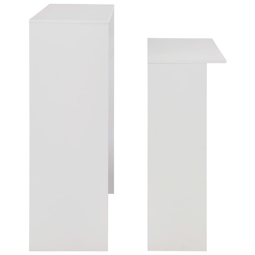 vidaXL Bartisch mit 2 Tischplatten Weiß 130x40x120 cm