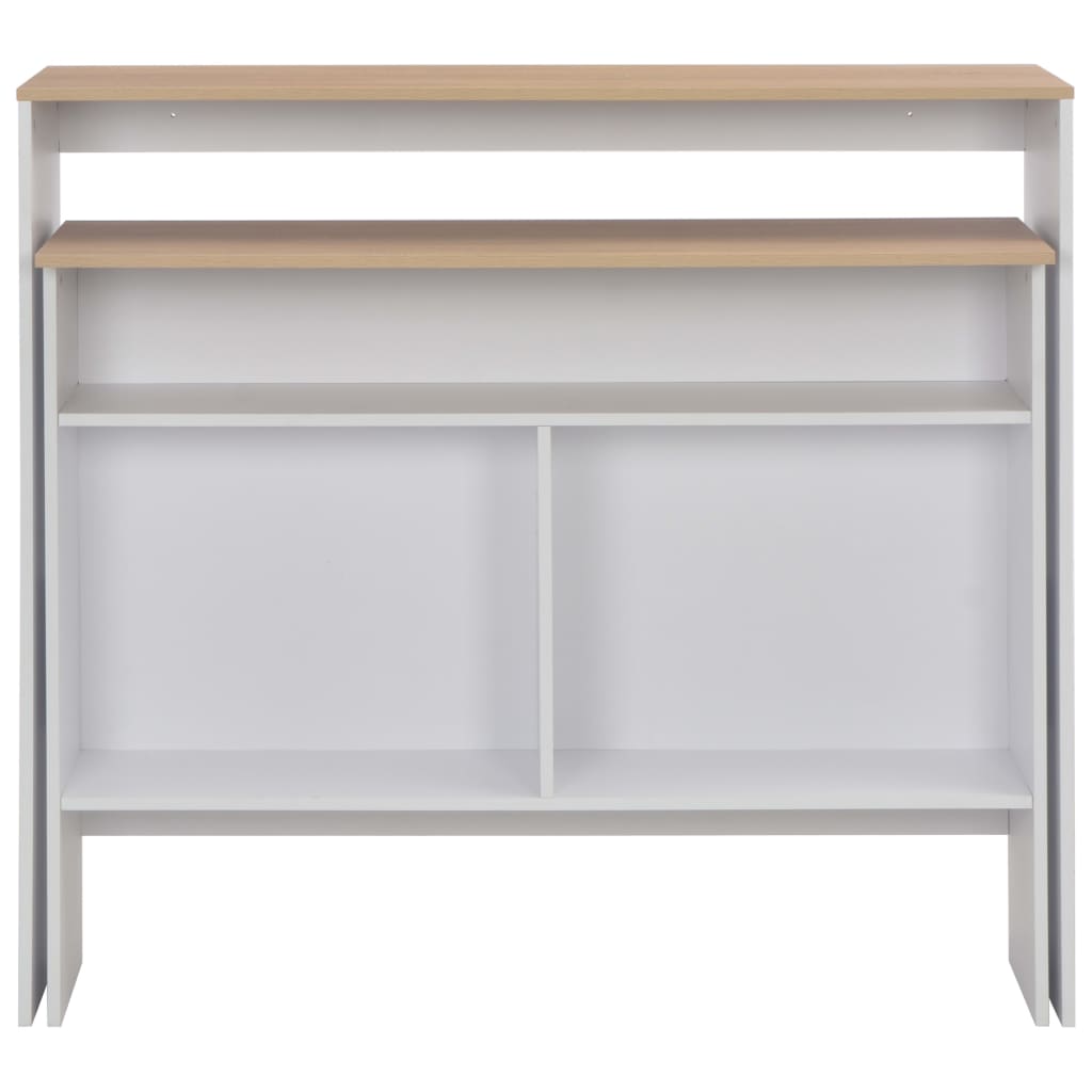 vidaXL Bartisch mit 2 Tischplatten Weiß und Eichefarben 130x40x120 cm