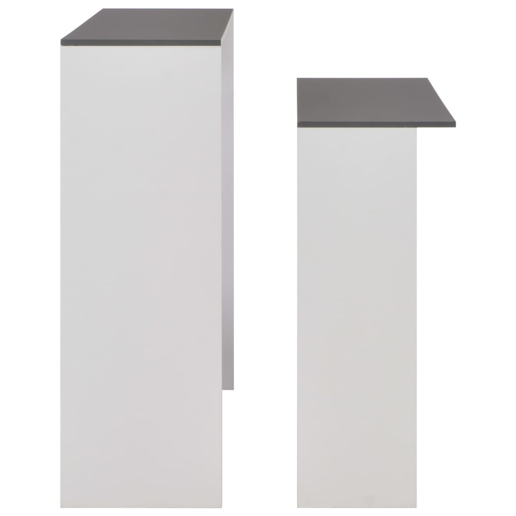 vidaXL Bartisch mit 2 Tischplatten Weiß und Grau 130 x 40 x 120 cm
