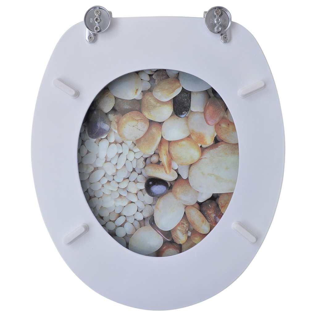 vidaXL Toilettensitze mit Deckel 2 Stk. MDF Kieselsteine