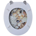 vidaXL Toilettensitze mit Deckel 2 Stk. MDF Kieselsteine