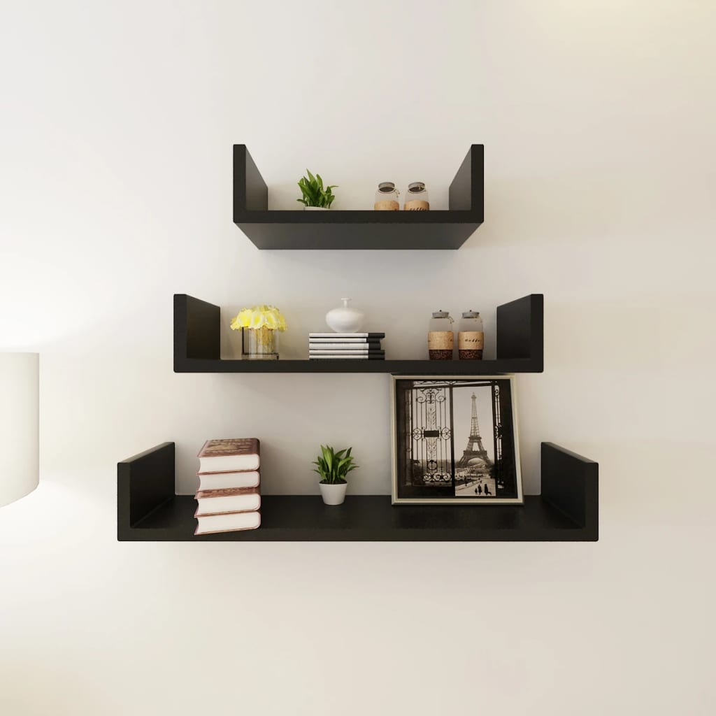 vidaXL Wandregale 6 Stk. Schwarz