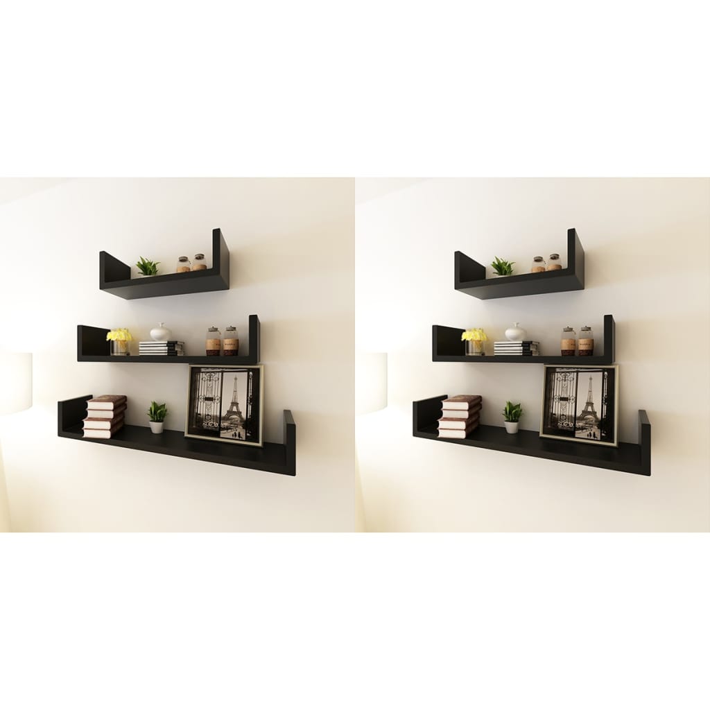vidaXL Wandregale 6 Stk. Schwarz