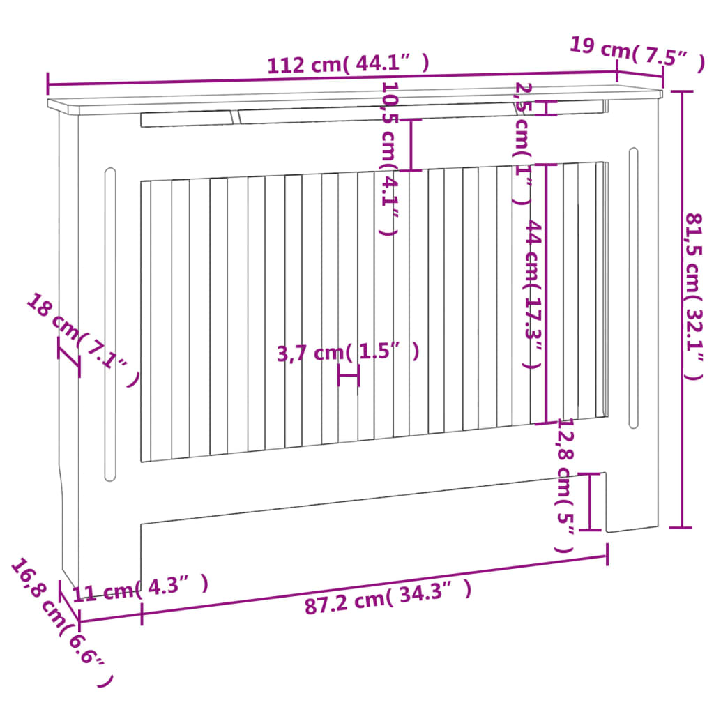 vidaXL Heizkörperabdeckung 2 Stk. Weiß Holzwerkstoff 112 cm