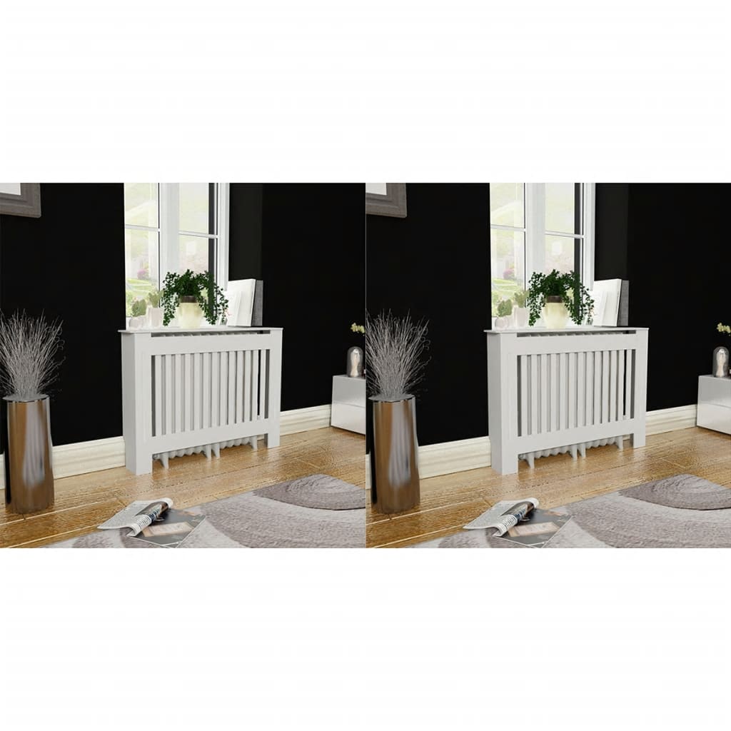 vidaXL Heizkörperabdeckung 2 Stk. Weiß Holzwerkstoff 112 cm
