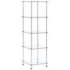 vidaXL Regal mit 5 Ablagen Transparent 40x40x130 cm Hartglas
